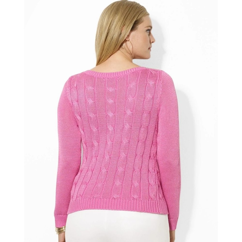 Ralph Lauren Lauren Boat Neck Cable Knit Sweater in Pink